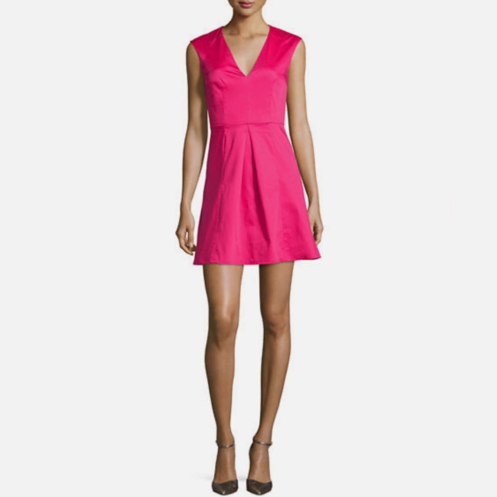French Connection Richie Capri Sleeveless A-Line Cotton Dress Passion Pink Sz 0